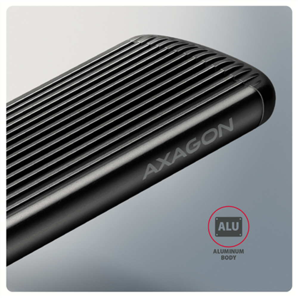 AXAGON USB-C 10Gbps M.2 NVMe SSD Enclosure, Screwless, RIBBED Aluminum , EEM2-SC