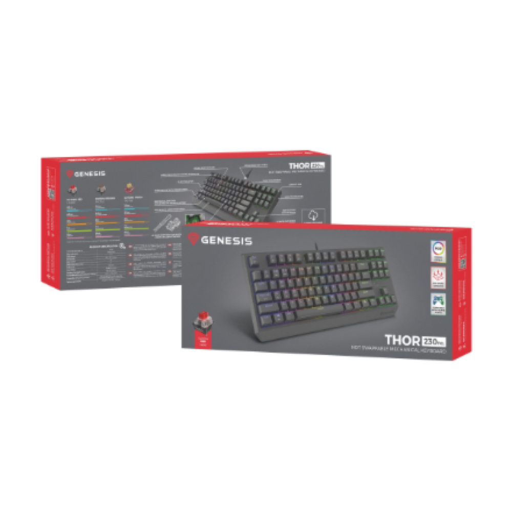 Genesis , THOR 230 TKL , Mechanical Gaming Keyboard , Wired , US , RGB , Black , USB-A , Linear