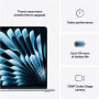Apple MacBook , Air , Sky Blue , 15 , IPS , 2880 x 1864 pixels , Apple M4 , 16 GB , Solid-state drive capacity 256 GB , Apple M4 chip 10-core CPU/10-core GPU , macOS , 802.11ax , Bluetooth version 5.0 , Keyboard language Swedish , Keyboard backlit , Warra