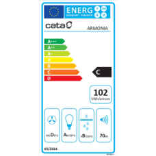 CATA , Hood , ARMONIA 45 X , Canopy , Energy efficiency class C , Width 44.8 cm , 645 m³/h , Mechanical , LED , Stainless steel