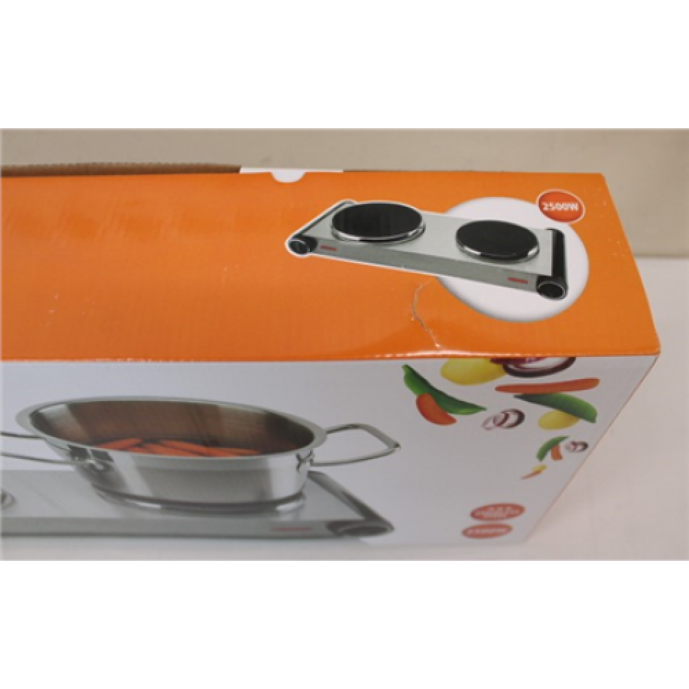 SALE OUT. Tristar KP-6248 Free standing table hob, Stainless Steel/Black , Tristar Free standing table hob , KP-6248 , Number of burners/cooking zones 2 , Stainless Steel/Black , DAMAGED PACKAGING, SCRTACHED ON SIDE, DENT KNOBS , Electric