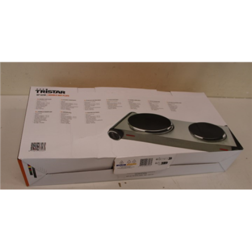SALE OUT. Tristar KP-6248 Free standing table hob, Stainless Steel/Black , Tristar Free standing table hob , KP-6248 , Number of burners/cooking zones 2 , Stainless Steel/Black , DAMAGED PACKAGING, SCRTACHED ON SIDE, DENT KNOBS , Electric