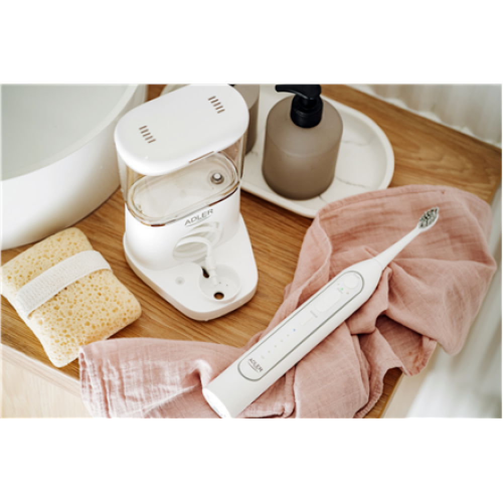 Adler , 2-in-1 Water Flossing Sonic Brush , AD 2180w , Rechargeable , For adults , Number of brush heads included 2 , Number of teeth brushing modes 1 , White