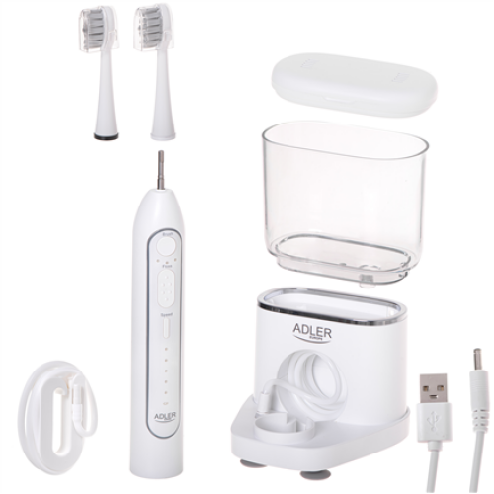 Adler , 2-in-1 Water Flossing Sonic Brush , AD 2180w , Rechargeable , For adults , Number of brush heads included 2 , Number of teeth brushing modes 1 , White