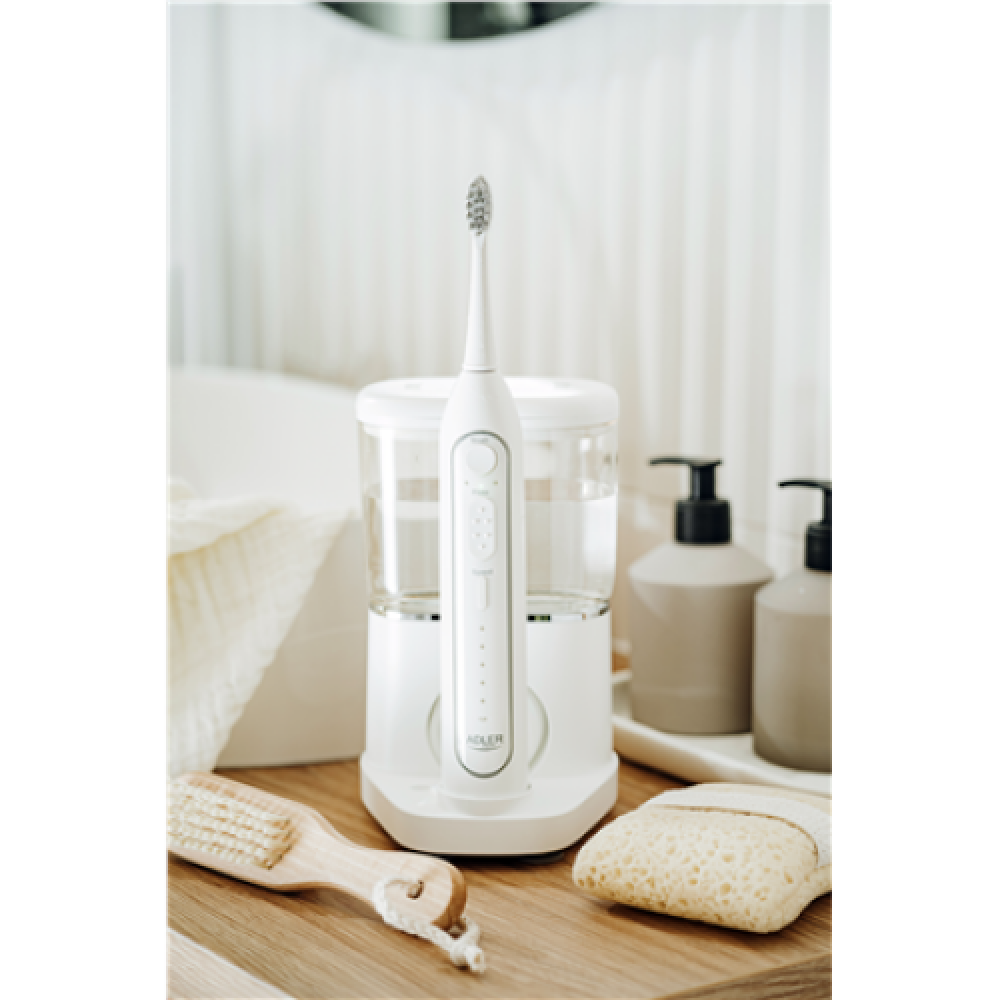 Adler , 2-in-1 Water Flossing Sonic Brush , AD 2180w , Rechargeable , For adults , Number of brush heads included 2 , Number of teeth brushing modes 1 , White