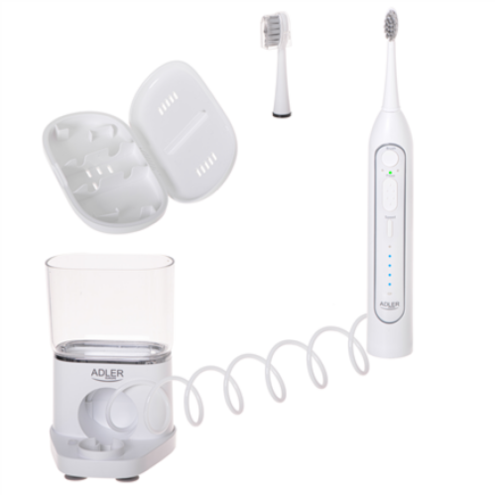 Adler , 2-in-1 Water Flossing Sonic Brush , AD 2180w , Rechargeable , For adults , Number of brush heads included 2 , Number of teeth brushing modes 1 , White