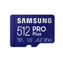 Samsung microSD Card Pro Plus 512 GB, MicroSDXC, Flash memory class 10, SD adapter