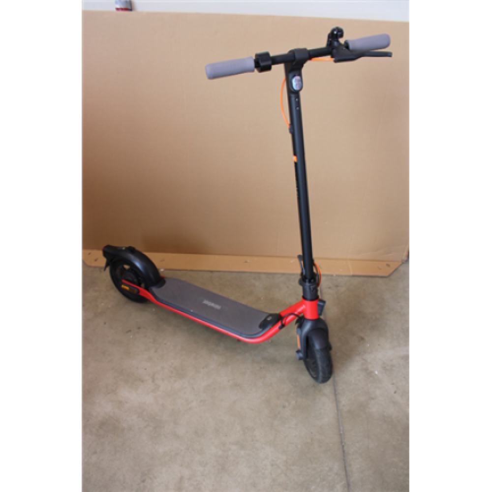 SALE OUT. Ninebot by Segway eKickscooter D28E, Black/Red, DAMAGED PACKAGING, USED, REFURBISHED, MINOR SCRATCHES ON STEERING WHEEL SCREEN AND STEERING WHEEL, ON REAR WHEEL PROTECTION. Segway Ninebot eKickscooter D28E Up to 25 km/h Black/Red