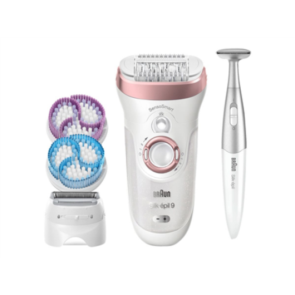 Braun Epilator , SES9-980 Silk-épil 9 SkinSpa , Operating time (max) 40 min , Number of power levels 2 , Wet & Dry , White/Pink