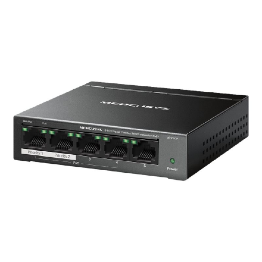 Mercusys 5-Port Gigabit Desktop Switch with 4-Port PoE+ , Mercusys