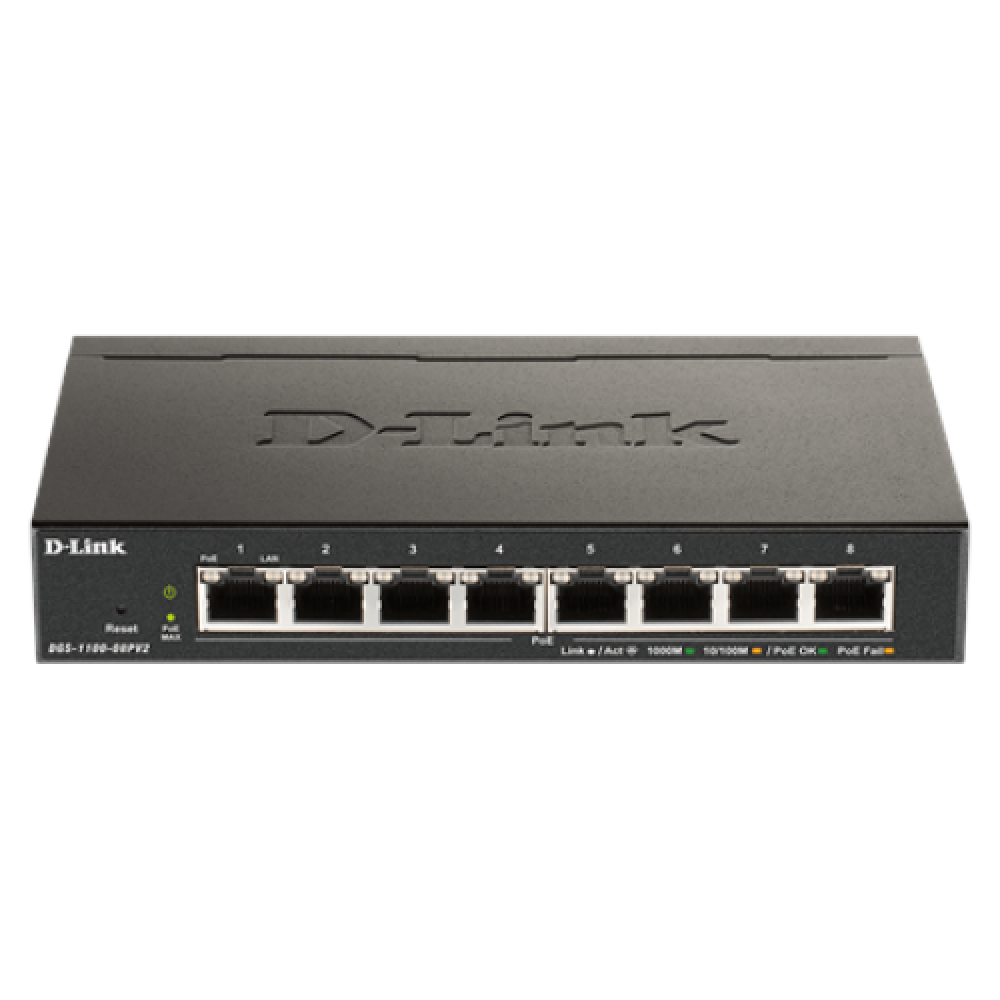D-Link , 8-Port Gigabit PoE Smart Managed Switch , DGS-1100-08PV2 , Web managed , Desktop , Power supply type External