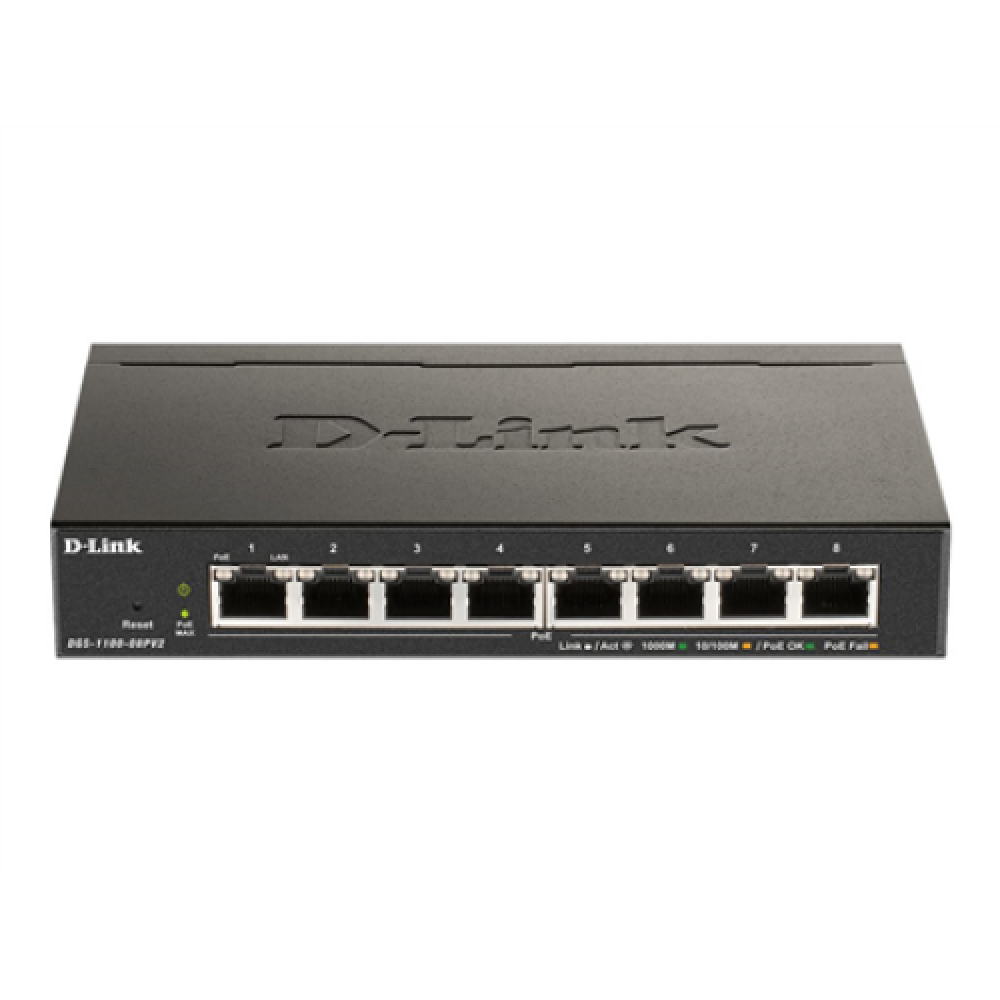 D-Link , 8-Port Gigabit PoE Smart Managed Switch , DGS-1100-08PV2 , Web managed , Desktop , Power supply type External