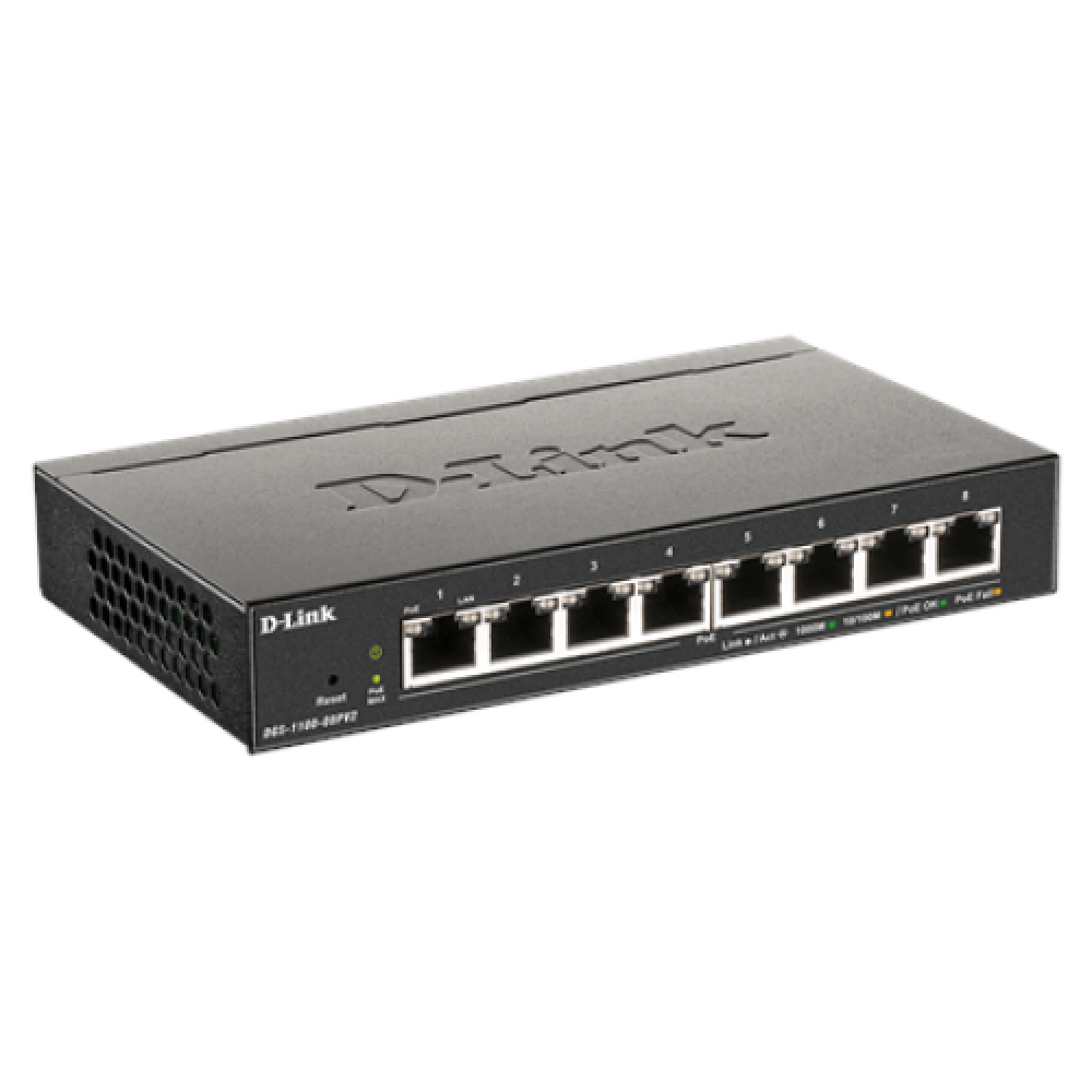 D-Link , 8-Port Gigabit PoE Smart Managed Switch , DGS-1100-08PV2 , Web managed , Desktop , Power supply type External