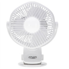 Adler Rechargeable fan with clip , AD 7335 , Table Fan , 6 W , Diameter 12.7 cm , Number of speeds 3 , Oscillation , White