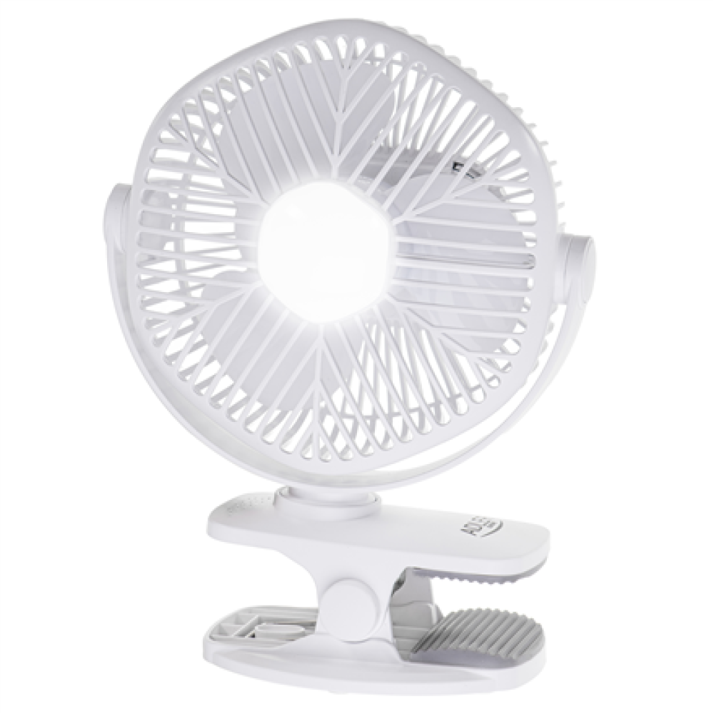 Adler Rechargeable fan with clip , AD 7335 , Table Fan , 6 W , Diameter 12.7 cm , Number of speeds 3 , Oscillation , White