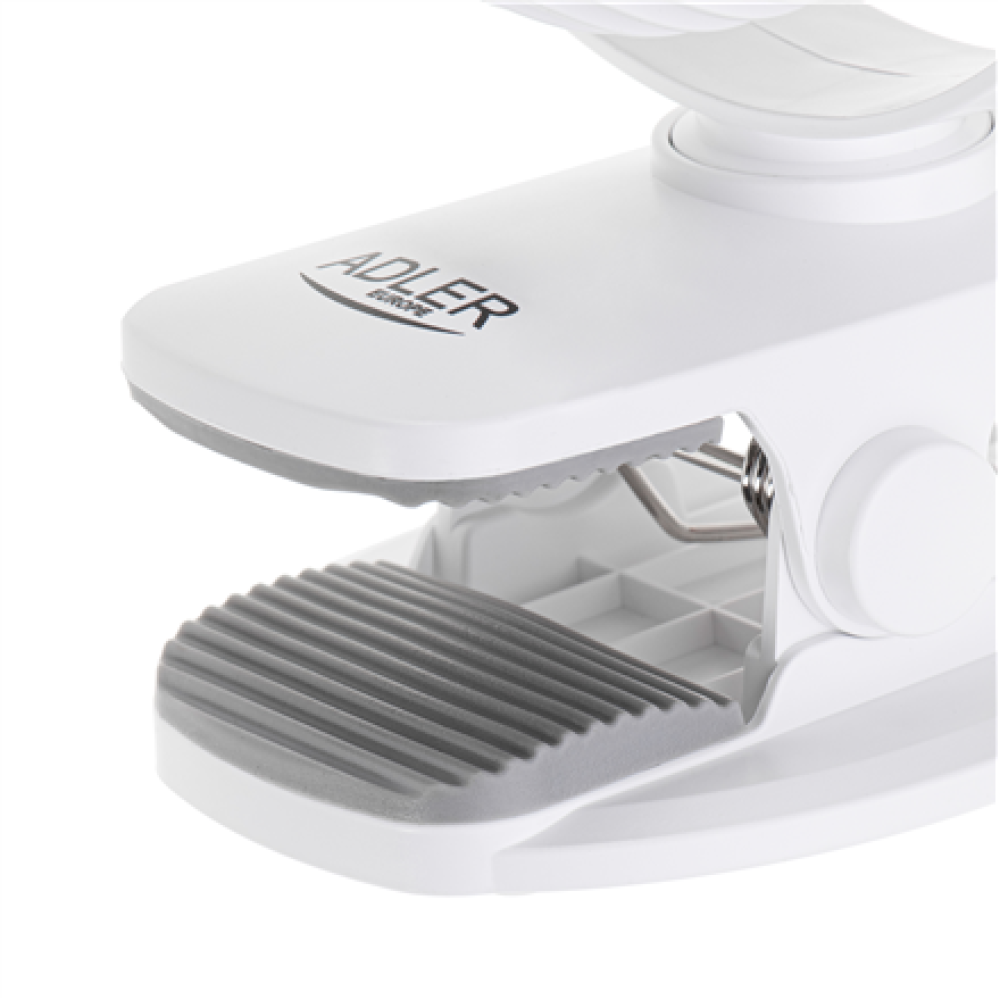 Adler Rechargeable fan with clip , AD 7335 , Table Fan , 6 W , Diameter 12.7 cm , Number of speeds 3 , Oscillation , White