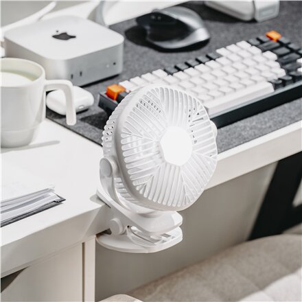 Adler Rechargeable fan with clip , AD 7335 , Table Fan , 6 W , Diameter 12.7 cm , Number of speeds 3 , Oscillation , White