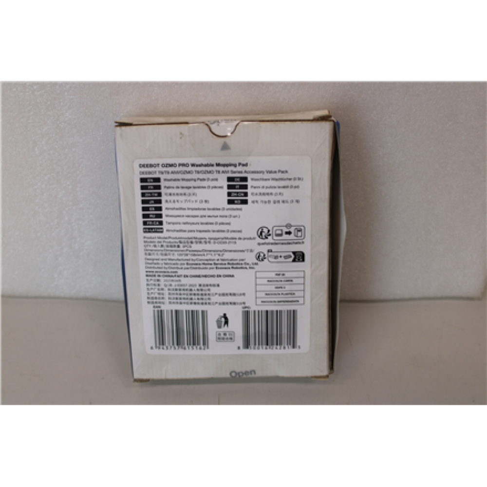 SALE OUT. Ecovacs Washable Mopping Pad , 3 pc(s) , Blue , DAMAGED PACKAGING