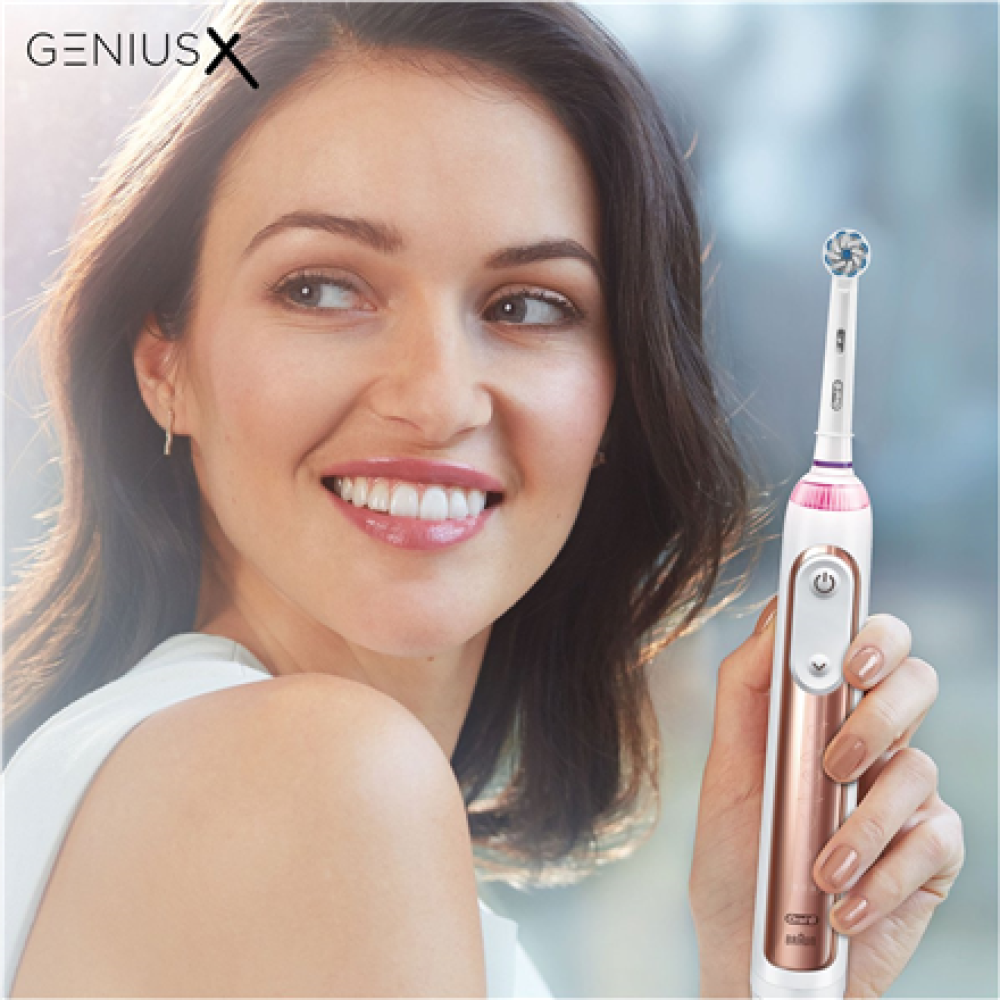 Oral-B Electric Toothbrush , Genius X , Rechargeable , For adults and children , Number of brush heads included 1 , Number of teeth brushing modes 6 , Rose Gold/White