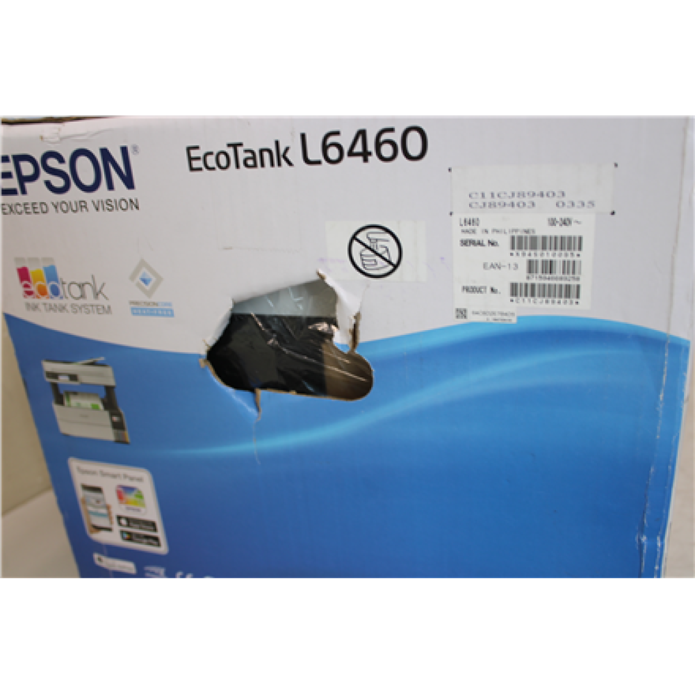 SALE OUT. Epson EcoTank , L6460 , Printer / copier / scanner , Colour , Ink-jet , A4/Legal , Grey DAMAGED PACKAGING , SALE OUT. , Epson , Multifunctional printer , EcoTank L6460 , Inkjet , Colour , 3-in-1 , Wi-Fi , Black and white , DAMAGED PACKAGING