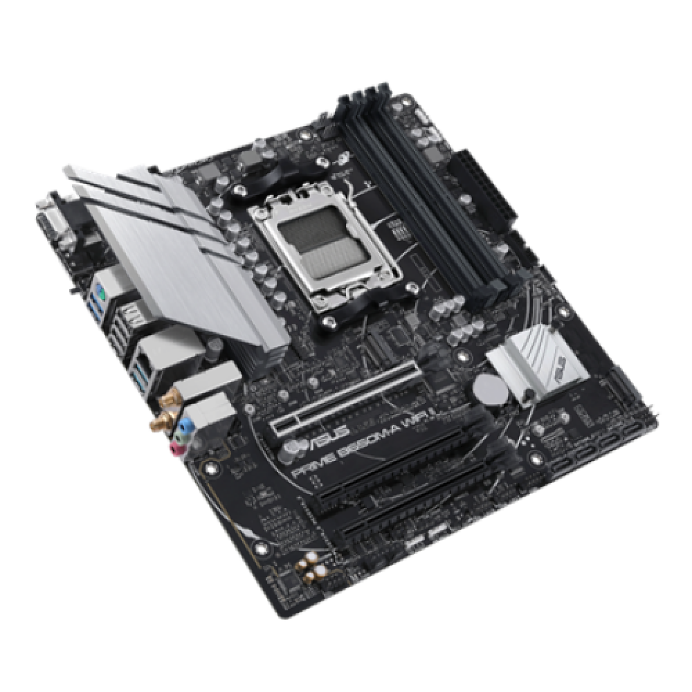 Asus , PRIME B650M-A WIFI II , Processor family AMD , Processor socket AM5 , DDR5 DIMM , Memory slots 4 , Supported hard disk drive interfaces SATA, M.2 , Number of SATA connectors 4 , Chipset AMD B650 , mATX