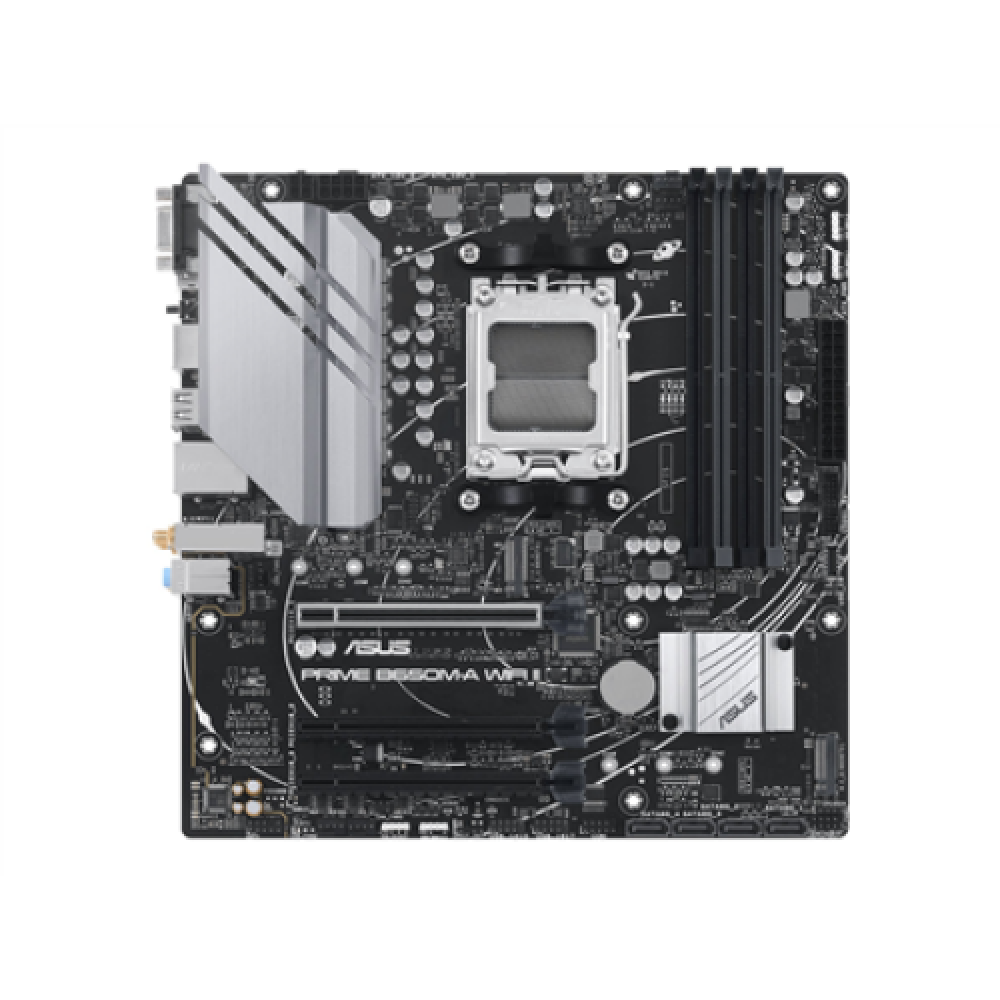 Asus , PRIME B650M-A WIFI II , Processor family AMD , Processor socket AM5 , DDR5 DIMM , Memory slots 4 , Supported hard disk drive interfaces SATA, M.2 , Number of SATA connectors 4 , Chipset AMD B650 , mATX