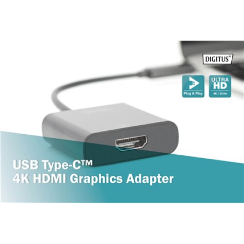 Digitus , USB Type-C to HDMI Adapter , DA-70852 , Black , USB Type-C , 0.15 m