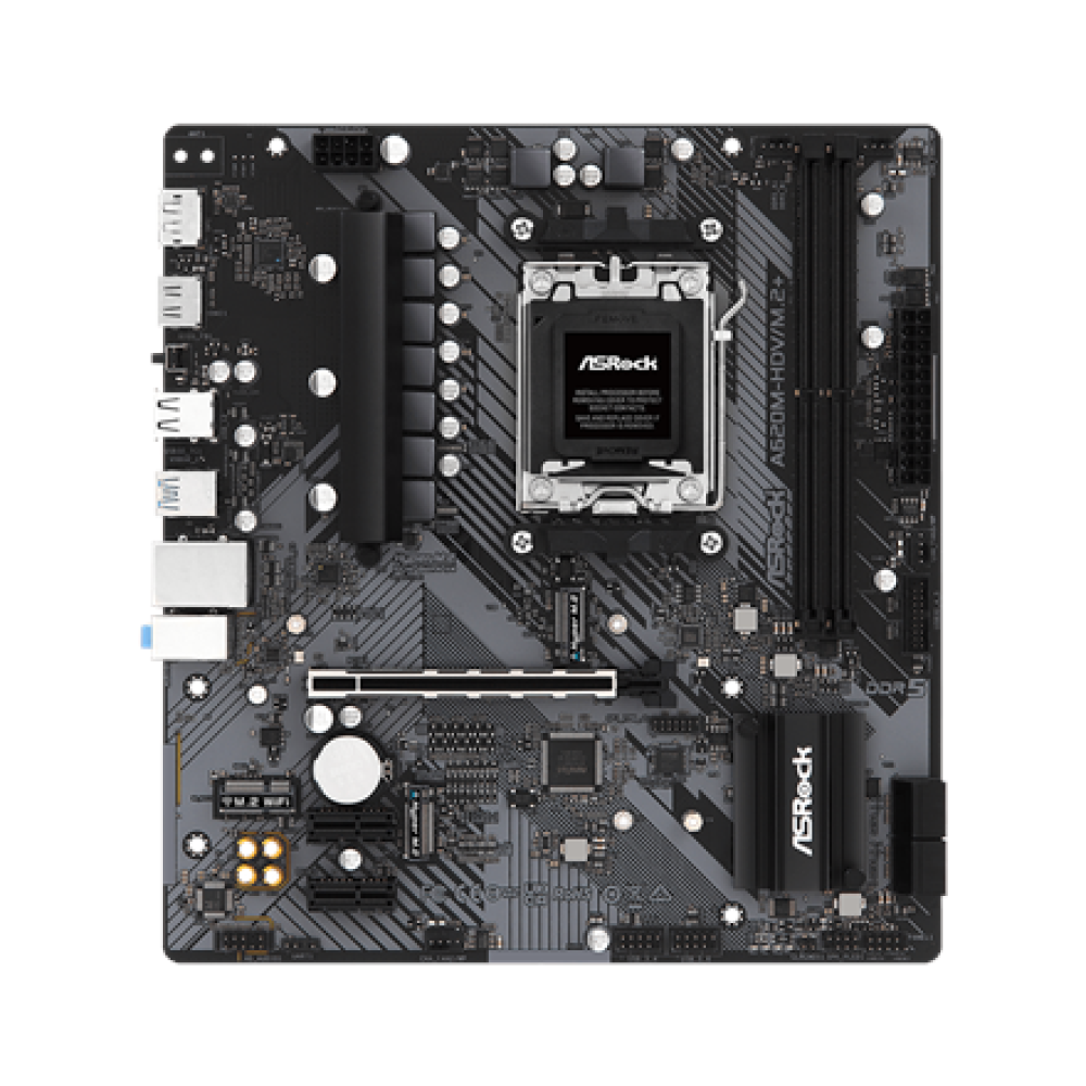 ASRock A620M-HDV/M.2+ , Processor family AMD , Processor socket AM5 , DDR5 , Supported hard disk drive interfaces SATA, M.2 , Number of SATA connectors 4