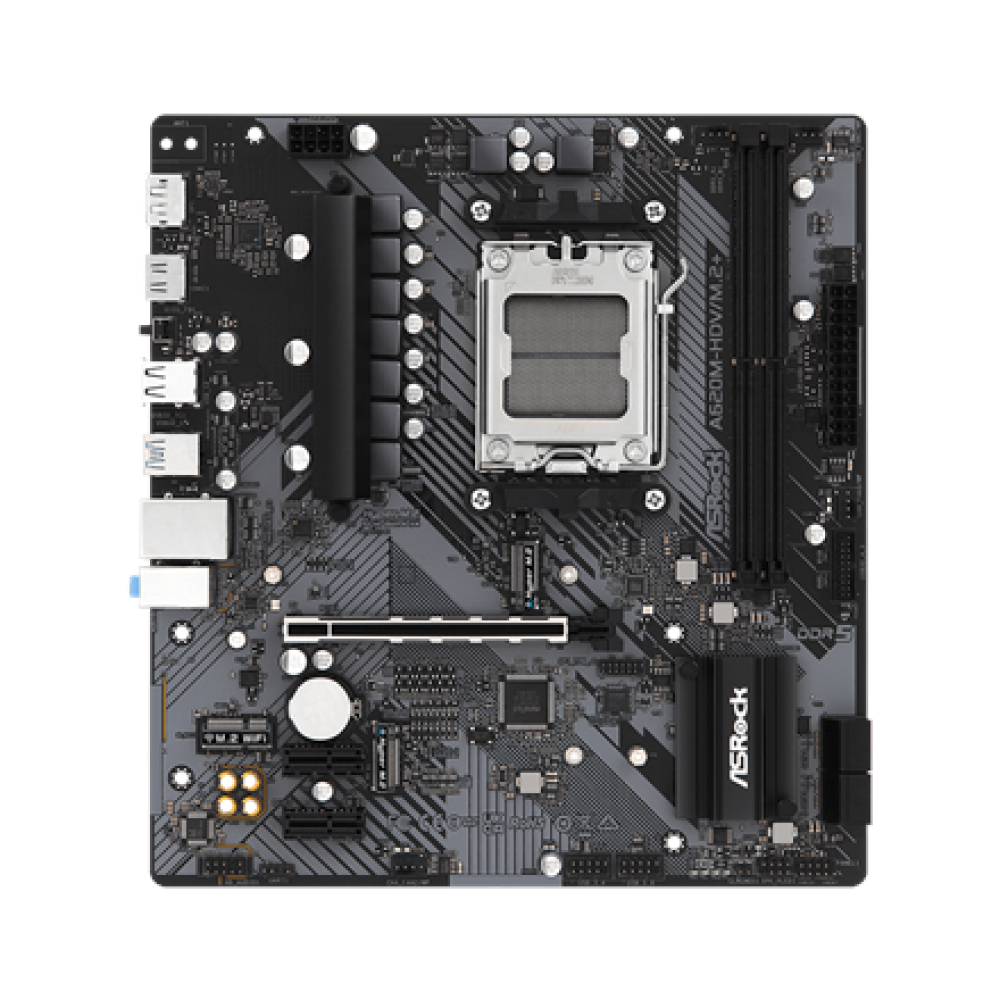 ASRock A620M-HDV/M.2+ , Processor family AMD , Processor socket AM5 , DDR5 , Supported hard disk drive interfaces SATA, M.2 , Number of SATA connectors 4