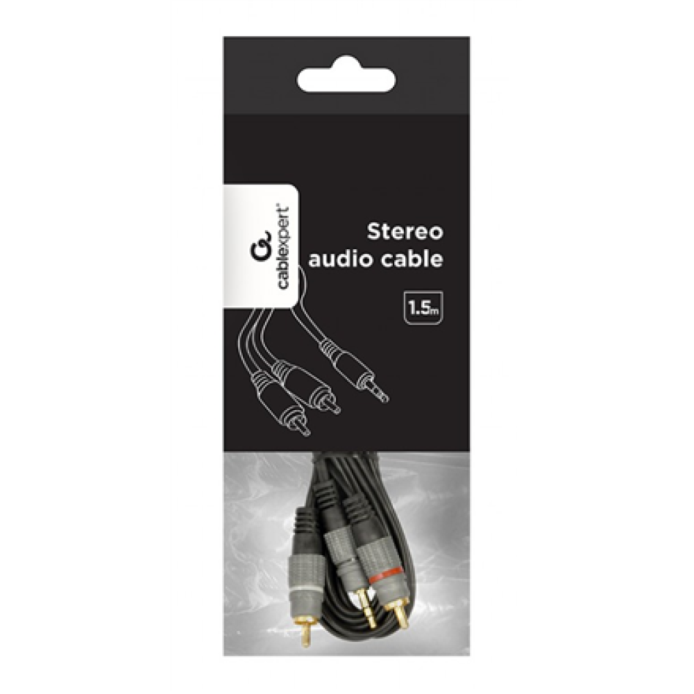Cablexpert 3.5 mm stereo plug to 2xRCA plugs, gold-plated connectors, 1.5 , CCA-352-1.5M