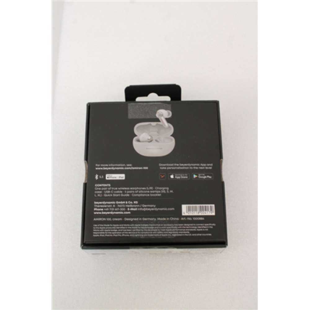 SALE OUT. Beyerdynamic Amiron 100 cream TWS Earphones with charging case, 5 pairs of eartips and USB cable , SALE OUT. Beyerdynamic True Wireless Earphones , Amiron 100 , Built-in microphone , Bluetooth , ANC , Cream , DEMO