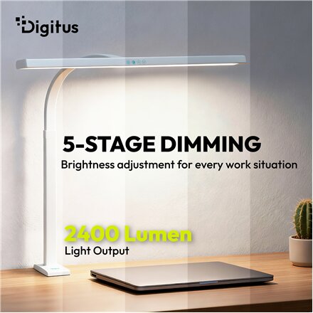 Digitus LED Desk Lamp, 80 cm, White , DA-90493 , 2400 lm , 16 W , 3000-6500 K , Warm white light to white daylight , LED lamp , 10 V
