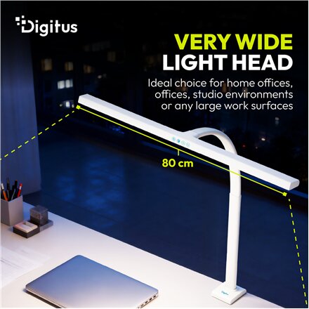 Digitus LED Desk Lamp, 80 cm, White , DA-90493 , 2400 lm , 16 W , 3000-6500 K , Warm white light to white daylight , LED lamp , 10 V