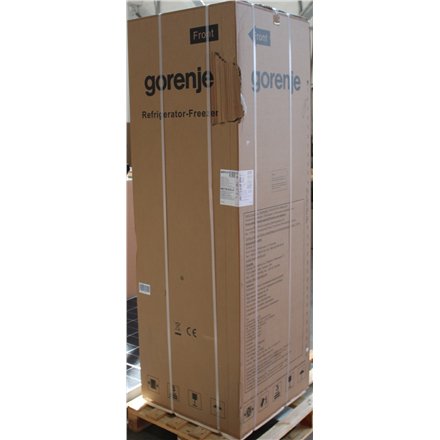 Gorenje Refrigerator , N619EAXL4 , Energy efficiency class E , Free standing , Combi , Height 186 cm , No Frost system , Fridge net capacity 207 L , Freezer net capacity 97 L , Display , 39 dB , Grey , DAMAGED PACKAGING, DENTED DOOR, RIGHT AND BACKSIDE
