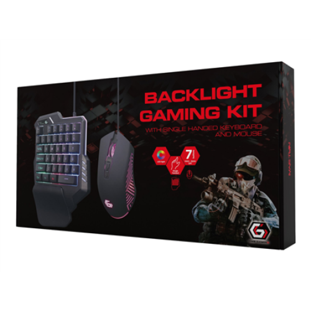Gembird , 2-in-1 backlight USB gaming desktop kit , GGS-IVAR-TWIN , Keyboard and Mouse Set , Wired , Mouse included , US , Black , g
