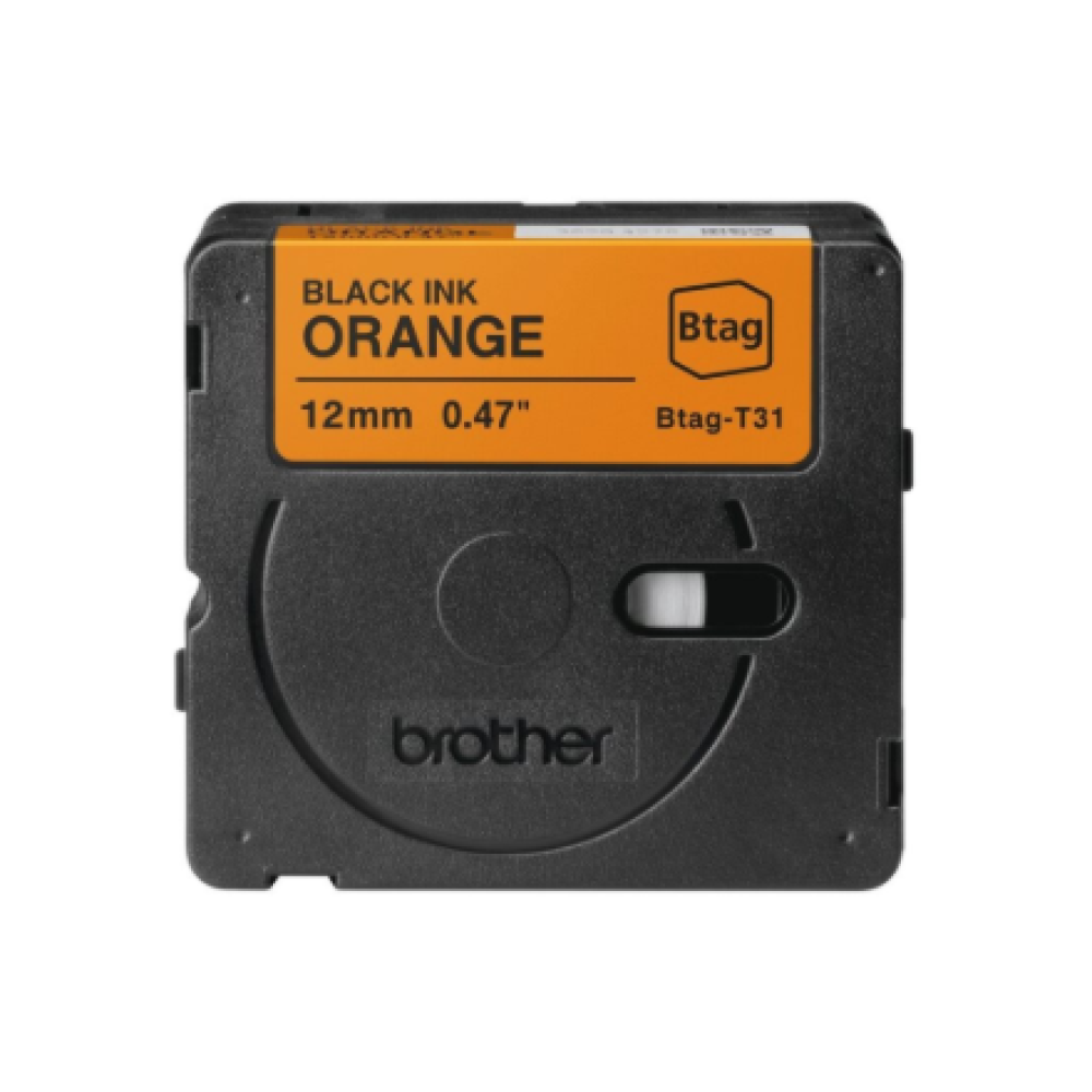 Brother BTAG-T31 , Black on Orange , Btag