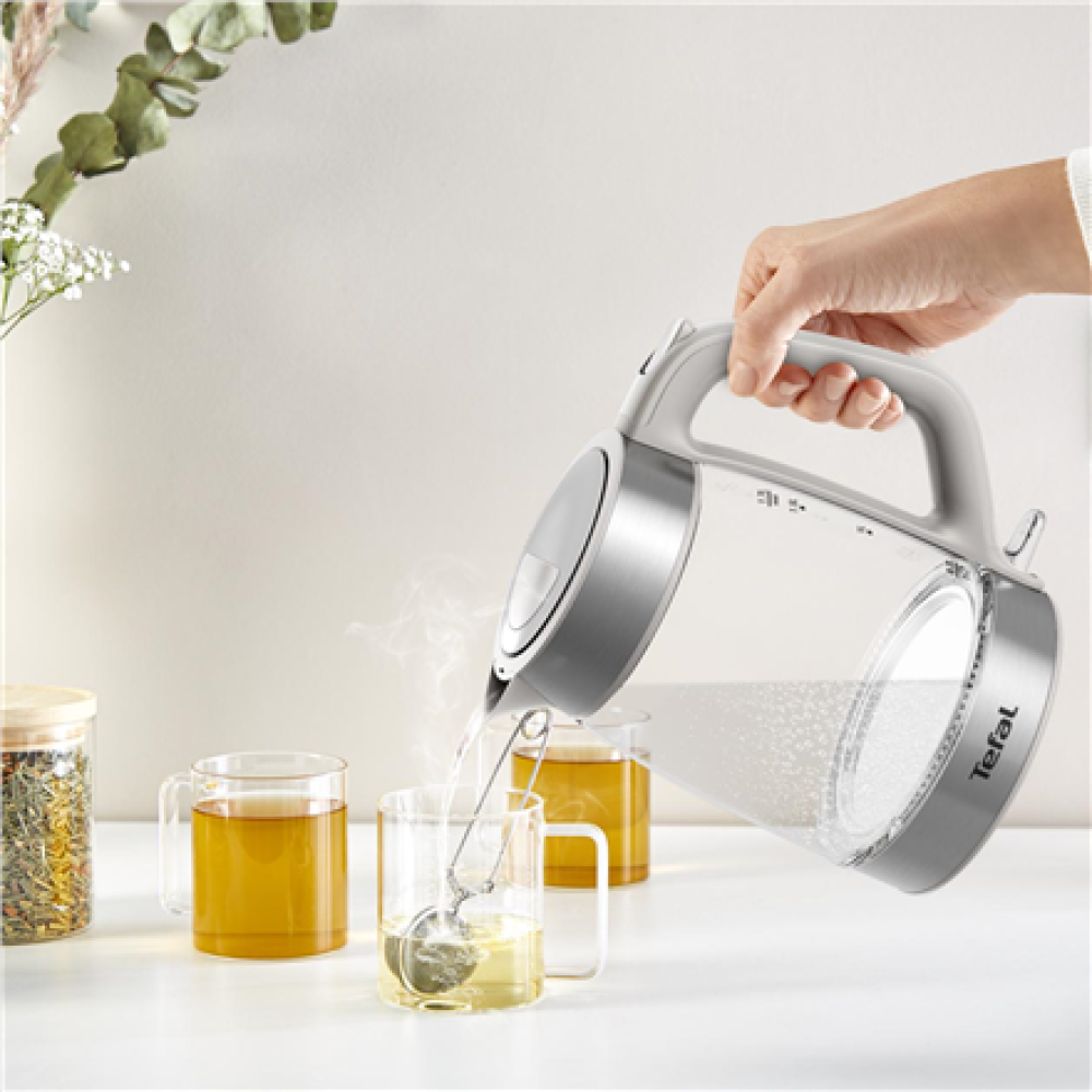 TEFAL Kettle , KI605B30 , 2200 W , Electric , 1.7 L , Glass , 360° rotational base , Grey
