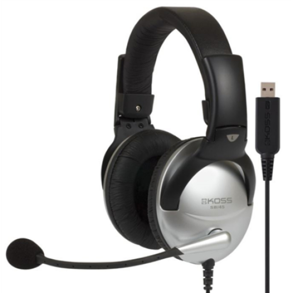 Koss , Gaming headphones , SB45 USB , Wired , On-Ear , Microphone , Noise canceling , Silver/Black