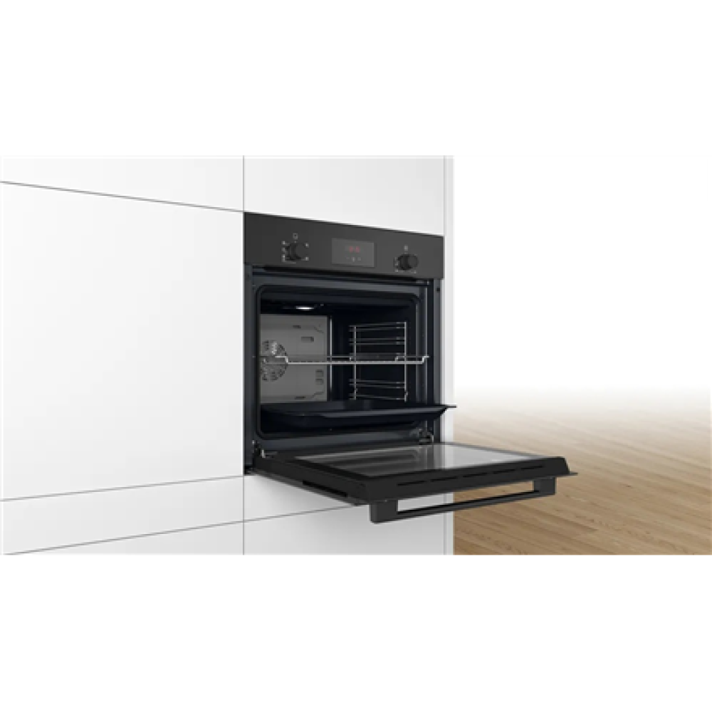 Bosch Oven , HBF133BA1 , 66 L , Electric , EcoClean , Knobs , Height 59.5 cm , Width 59.4 cm , Black