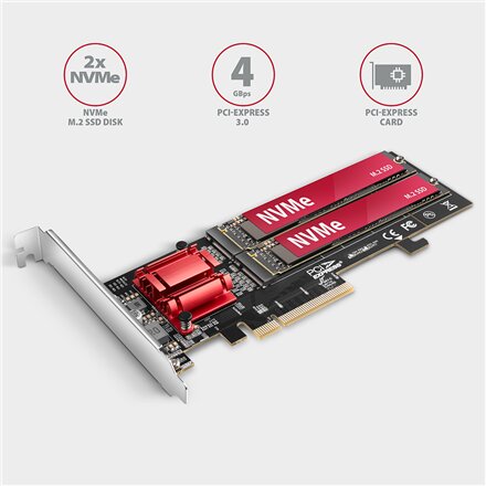 AXAGON PCIe 2x NVMe M.2 Controller , PCEM2-ND