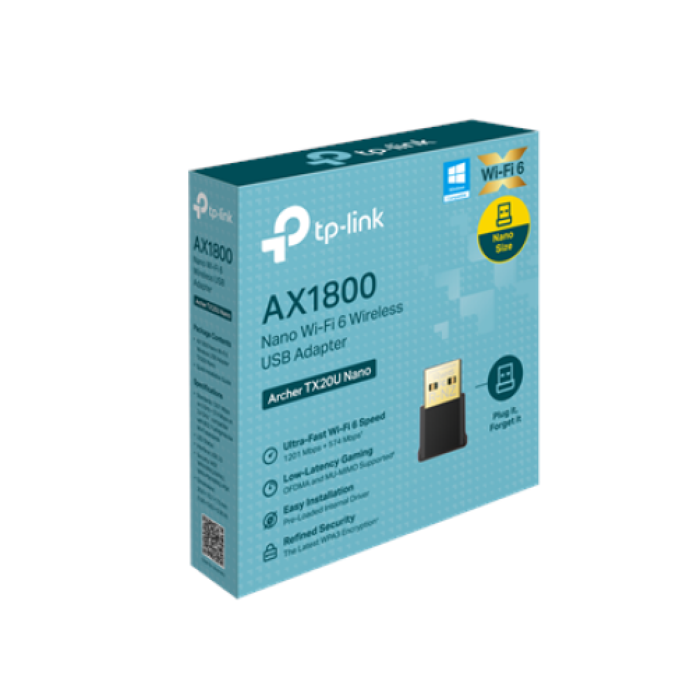TP-LINK , Archer TX20U Nano , AX1800 Nano Dual Band Wi-Fi 6 USB Adapter , USB 2.0