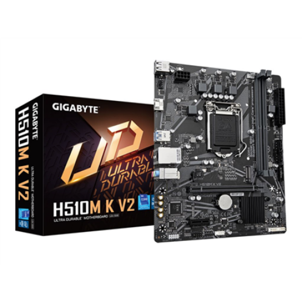 Gigabyte , H510M K V2 1.0 M/B , Processor family Intel , Processor socket LGA1200 , DDR4 DIMM , Memory slots 2 , Supported hard disk drive interfaces SATA, M.2 , Number of SATA connectors 2 , Chipset Intel H470 Express , Micro ATX
