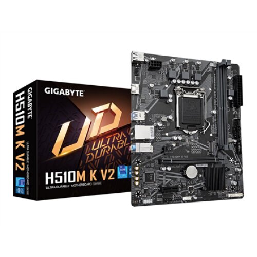 Gigabyte , H510M K V2 1.0 M/B , Processor family Intel , Processor socket LGA1200 , DDR4 DIMM , Memory slots 2 , Supported hard disk drive interfaces SATA, M.2 , Number of SATA connectors 2 , Chipset Intel H470 Express , Micro ATX