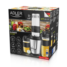 Adler Blender AD 4081 Tabletop, 800 W, Jar material BPA Free Plastic, Jar capacity 0.57 and 0.4 L, Ice crushing, Black/Stainless steel