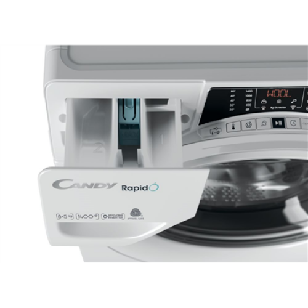 Candy Washing Machine with Dryer ROW 4854DWME/1-S Energy efficiency class A, Front loading, Washing capacity 8 kg, 1400 RPM, Depth 53 cm, Width 60 cm, Display, TFT, Drying system, Drying capacity 5 kg, Wi-Fi, White, Free standing