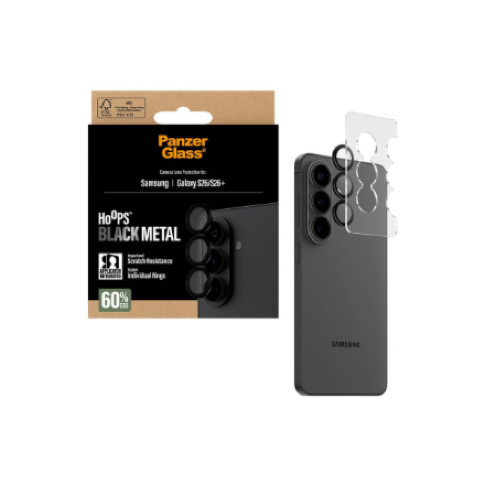 PanzerGlass Hoops Camera Lens Protector Black Samsung New Galaxy S26 , S26 Plus , PanzerGlass