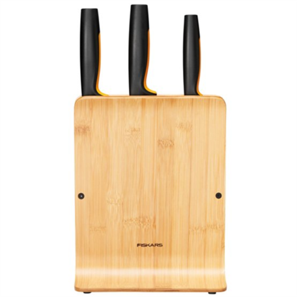 Fiskars Functional Form Bamboo Case for knives 1057553 Plastic Knife 3 pc(s) Dishwasher proof
