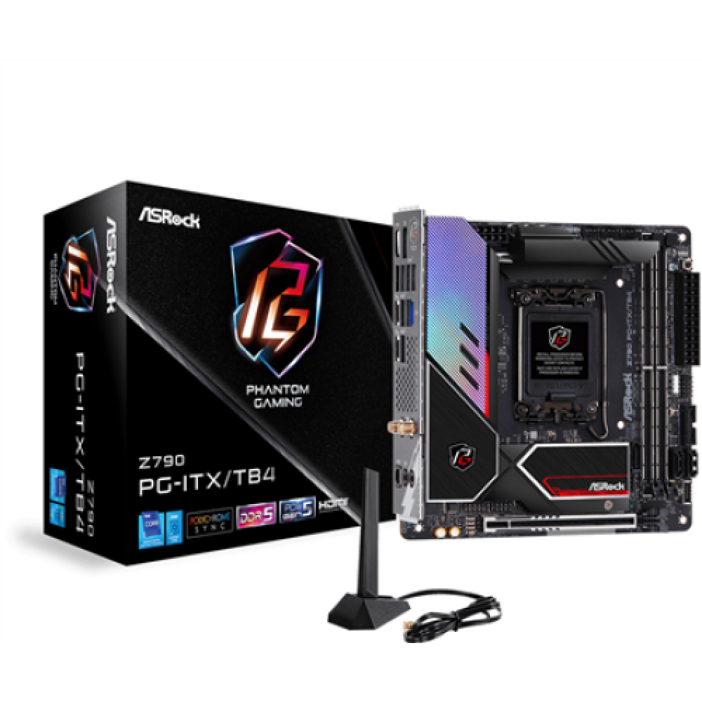 ASRock , Z790 PG-ITX/TB4 , Processor family Intel , Processor socket LGA1700 , DDR5 DIMM , Memory slots 2 , Supported hard disk drive interfaces SATA, M.2 , Number of SATA connectors 3 , Chipset Intel Z790 , Mini-ITX