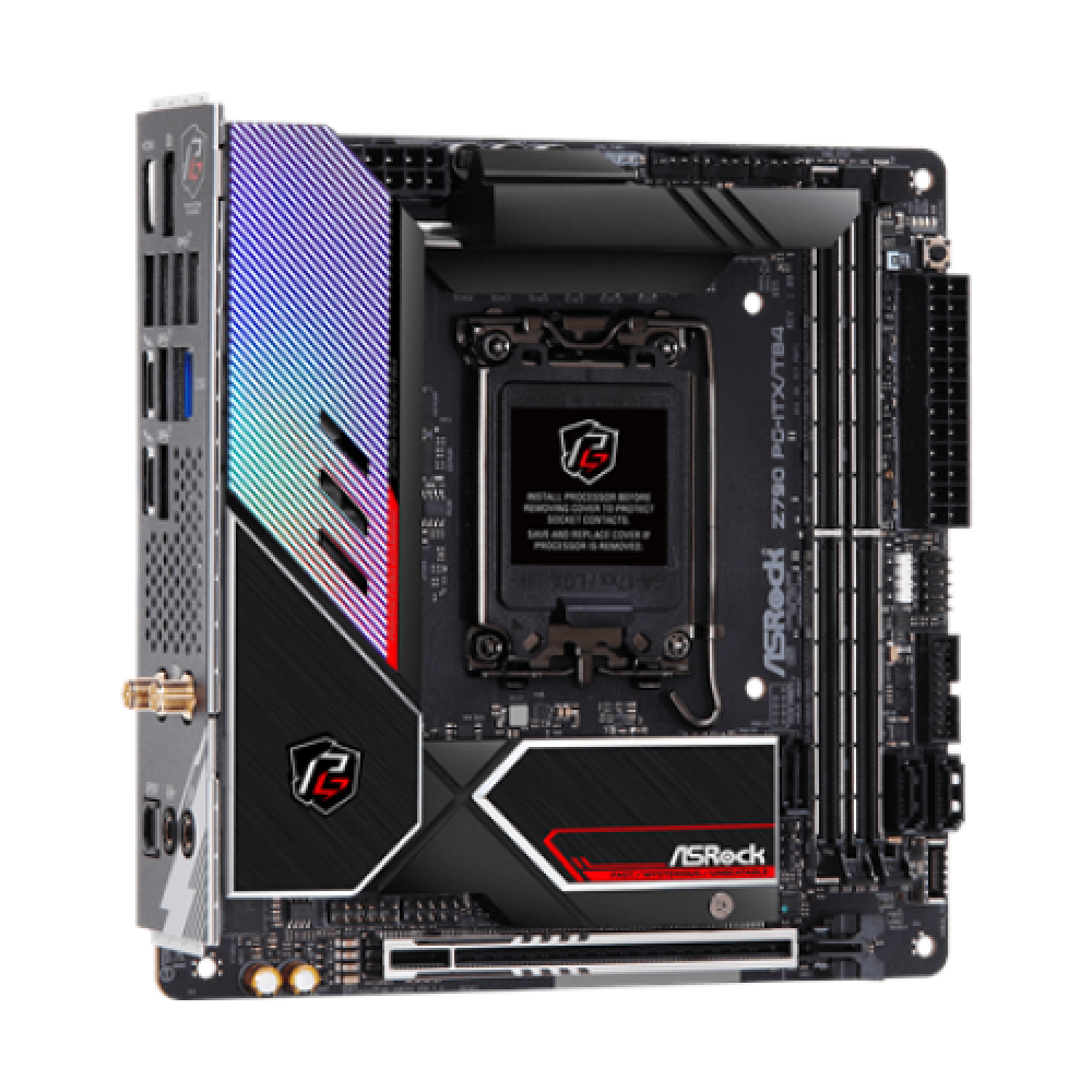 ASRock , Z790 PG-ITX/TB4 , Processor family Intel , Processor socket LGA1700 , DDR5 DIMM , Memory slots 2 , Supported hard disk drive interfaces SATA, M.2 , Number of SATA connectors 3 , Chipset Intel Z790 , Mini-ITX