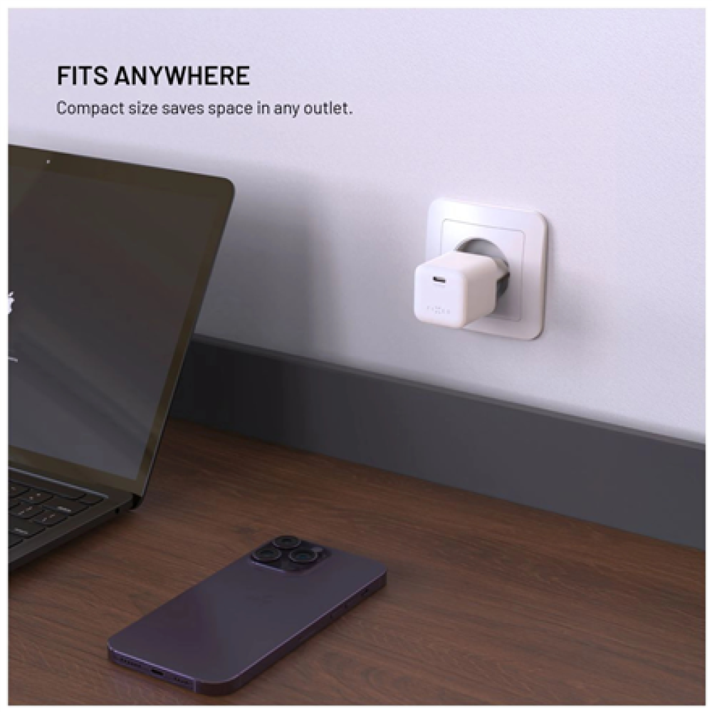 Fixed Mini GaN power adapter with USB-C output and PD support, 65W